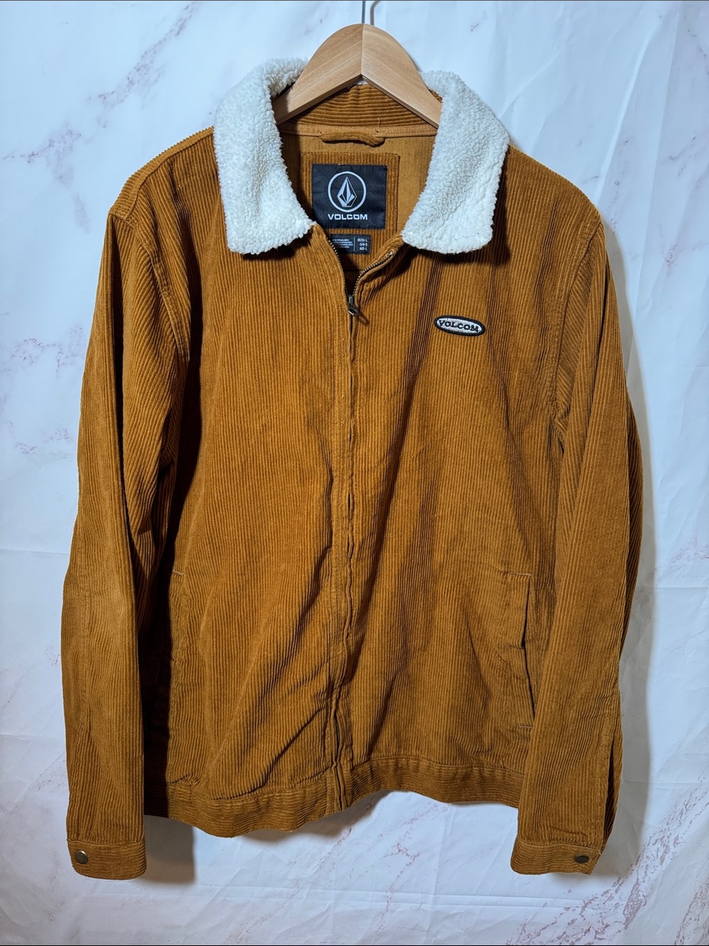 Volcom Halecrest Corduroy Sherpa Collar Jacket Men's Large Brown